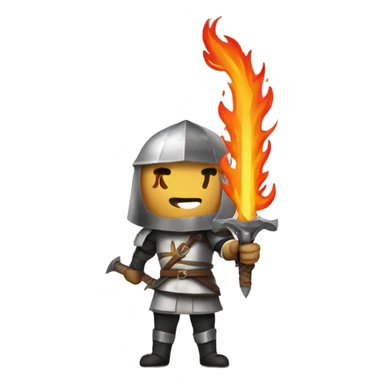Make a crusader carrying a flaming sword sticker