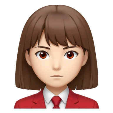 Kiyotaka Ayanokoji from Classroom of the Elite, calm emotionless eyes, medium-length straight brown hair with bangs, serious neutral expression, school uniform with red blazer and tie, face close-up sticker