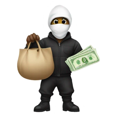 robber Emoji with a money bag sticker