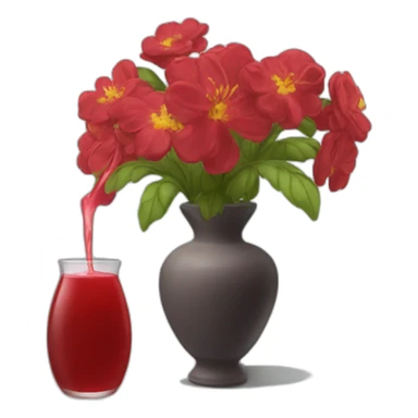 The bot a vase that containing a reddish beverage inside sticker