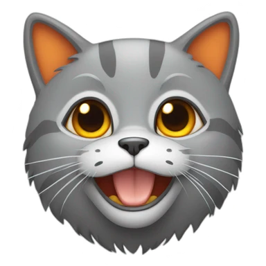 gray happy cat with orange eyes sticker