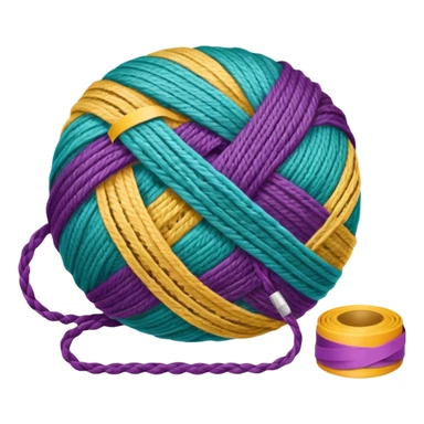 ball of knitting thread with tape sticker