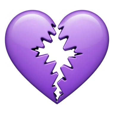 coração quebrado metade branco metade roxo sticker