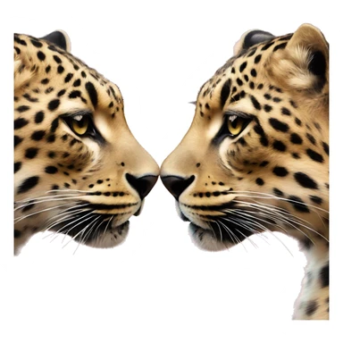 Two leopards love each other, above them there is a pink heart sticker