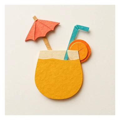 tropical drink with an umbrella, paper craft style sticker