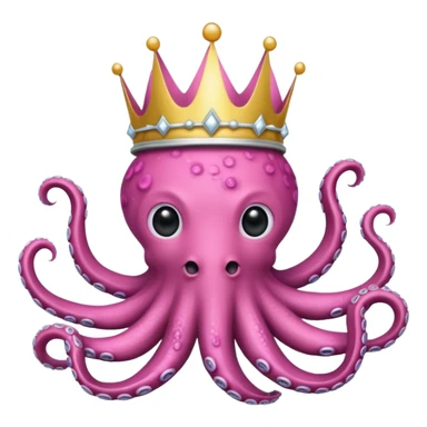 pink octopus wearing a silver crown sticker