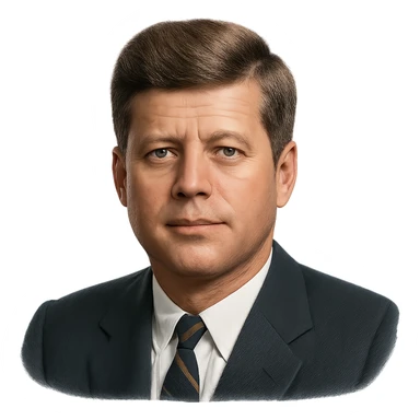 realistic icon of John F. Kennedy, clean and focused, no background sticker