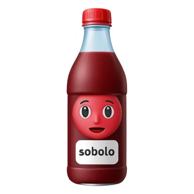 sobolo emoji (Ghanaian frink) in a plastic bottle and make the juice dark red  no face write sobolo on it sticker