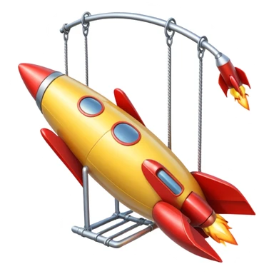 an iOS emoji style swing with rockets mounted on the sides of the seat, ready for takeoff sticker