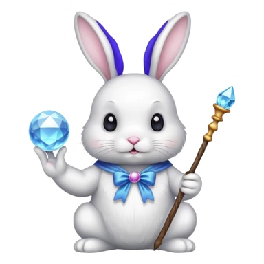 White bunny with wand and with crystal ball sticker