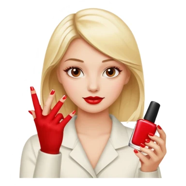 mulher loira pintando unhas sticker