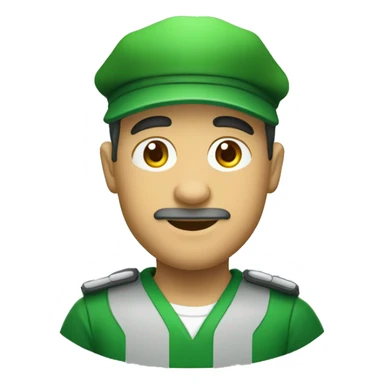 crear un profesor con gorra verde y camisa verde cuello mao sticker