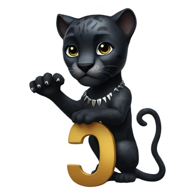 A black panther holding the number 0 in its paws sticker