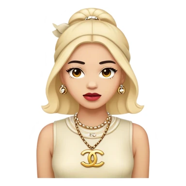 Cinematic Realistic Chanel Pop Culture Emoji, depicted with timeless elegance and iconic style rendered with luxurious textures and dynamic, sophisticated lighting. sticker