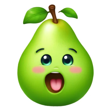 Shiny Green Cute pear with tongue sticker