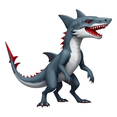 Cool Realistic dark edgy canine-vernid-sergal-fursona-hybrid-animal creature with a shark-tail and red scars, full body, with sharp markings  sticker