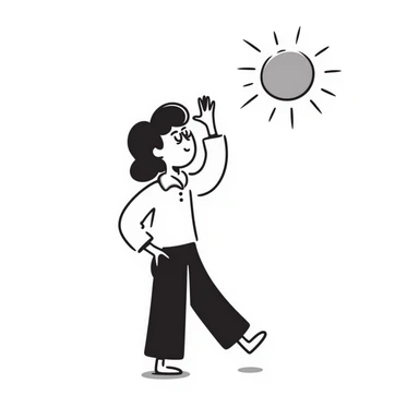 character dazzled by the sun, hand drawn doodle style sticker