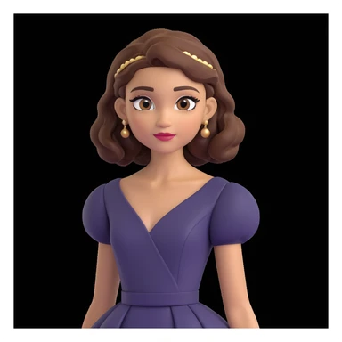 Zendaya as a 3D Disney princess, expressive and charming, large eyes, soft lighting, smooth skin, detailed hair, elegant dress, classic Disney look sticker