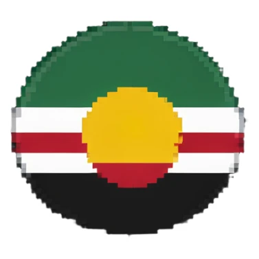 flag of Kurdistan with red, white and green horizontal stripes and a yellow sun symbol sticker