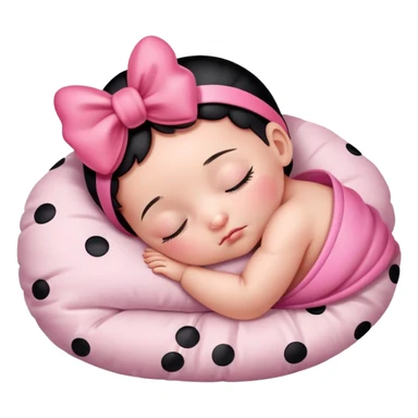 one baby ladybug with pink bow sleeping on pillow with eyes closed  sticker