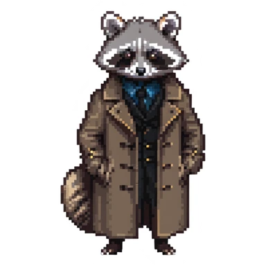 Raccoon private investigator in trenchcoat sticker