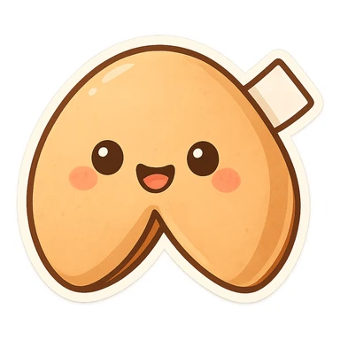 fortune cookie with a smiling face, chibi sticker style, cute and exaggerated sticker
