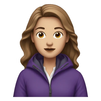 White woman with brown hair in a purple rain jacket sticker