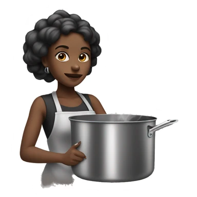 a black girl cooking in with a pan with smoke ￼ sticker