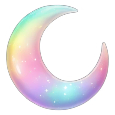 Pastel iridescent rainbow crystal crescent half moon sticker