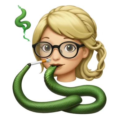can you create a sneaky bitch SNAKE with big glasses smoking a cigarrette? the SNAKE needs to have dirty blonde hair
can you add a text baloon saying "YADA YADA" - it's a snake emoji sticker