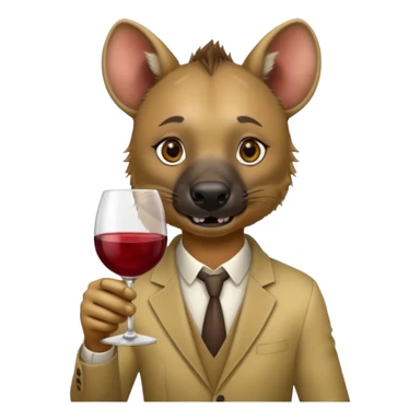 hyena with glass of wine sticker