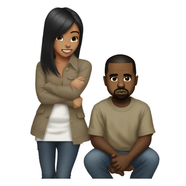 Kanye west mewing with north west sticker