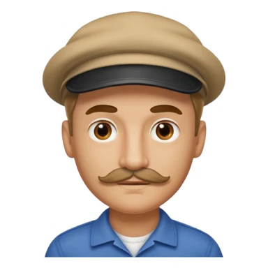 A man who look like hitler with tiny mustache wearing cap sticker