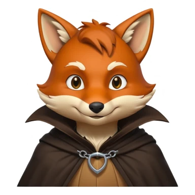 thief fox portrait, head and shoulders only, cunning grin, shadowy cloak collar, stealthy look, 3D cartoon, mobile game icon style, clean background, no text, no watermark
 sticker