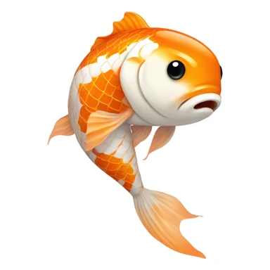 Create a sad koi fish with teary eyes, vibrant orange and white patterns, in a darkened pond with glowing water lilies, subtle ripples, and a faint reflection of its sorrowful face." sticker