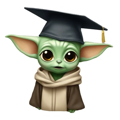 baby yoda wearing graduation cap sticker