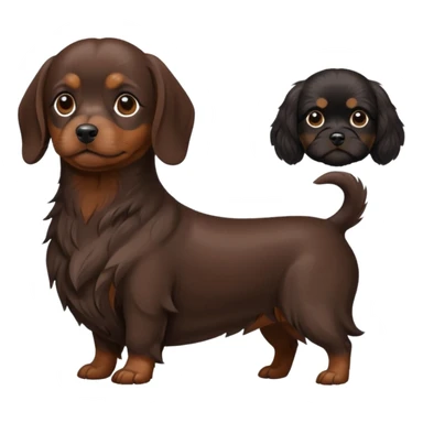 Miniature chocolate brown and tan dachshund and fluffy black shih tzu sticker