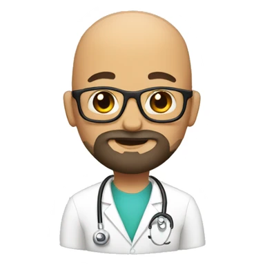Bald tan doctor with a crown and black beard sticker