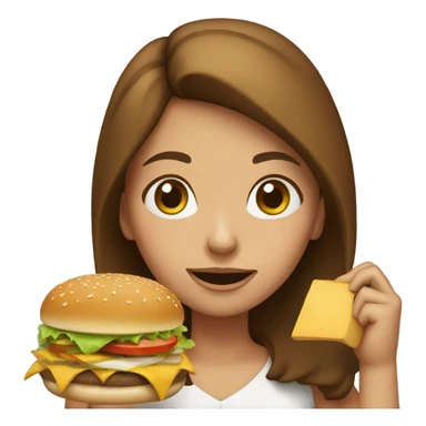 Brown haired Girl eating cheeseburger sticker