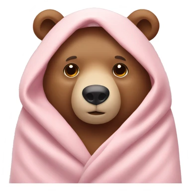 bear cozy in a light pink blanket sticker