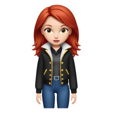 Bratz doll with red hair and a mole sticker