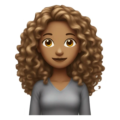 Tan girl with long curly brown hair  sticker