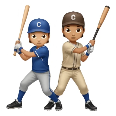 Kid hitting wiffle ball and other kid missing it sticker