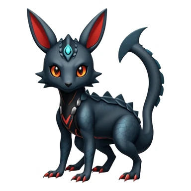 Modern Futuristic Scaly Cyber-Salandit-Umbreon-Litten-Hybrid (Full body) sticker