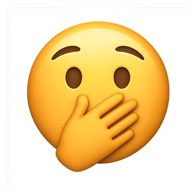 face with hand over mouth emoji, digital illustration sticker