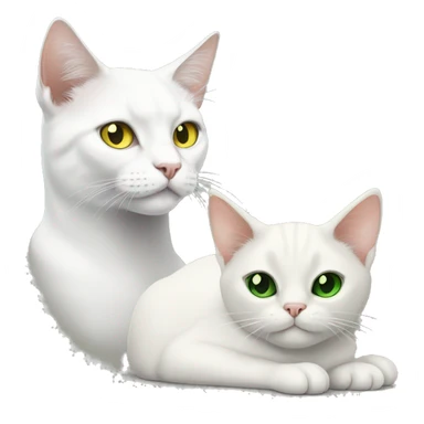 Two cats. White cat with yellow eyes and black cat with green eyes sticker