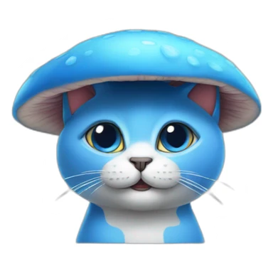 Blue-cat-with-mushroom-on-its-head sticker