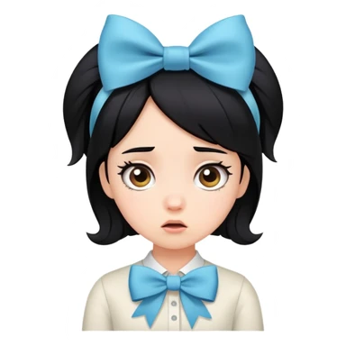 Black haired girl confused with bow  sticker