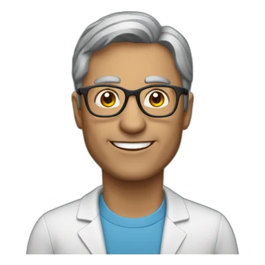 a physic teacher, with dark gray hair, and glasses sticker