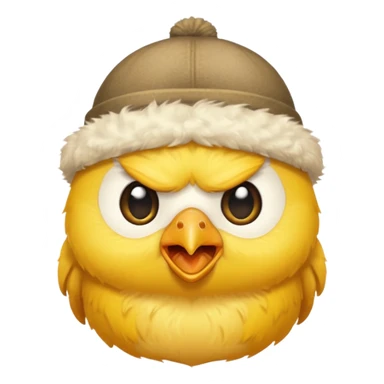 a grumpy chick wearing a hat sticker